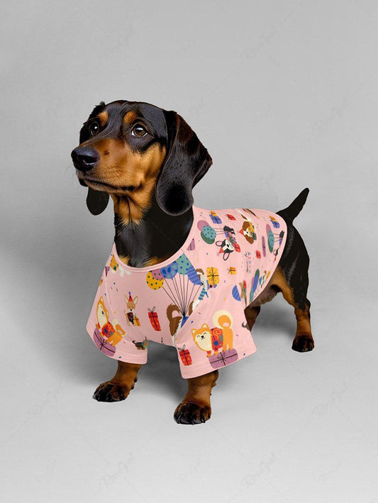 Pet's Colorful Cute Dog Balloons Gift Printed T-shirt