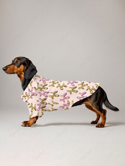Pet's Two Tone Balloon Dog Printed Button Shirt