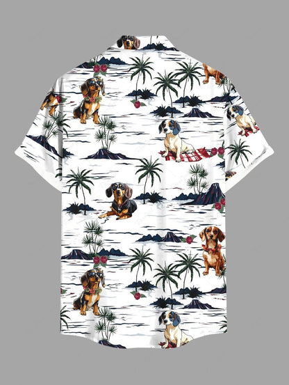 Coconut Tree Dogs Print Hawaii Tank Top and Shirt Dog and Owner Matching Outfits