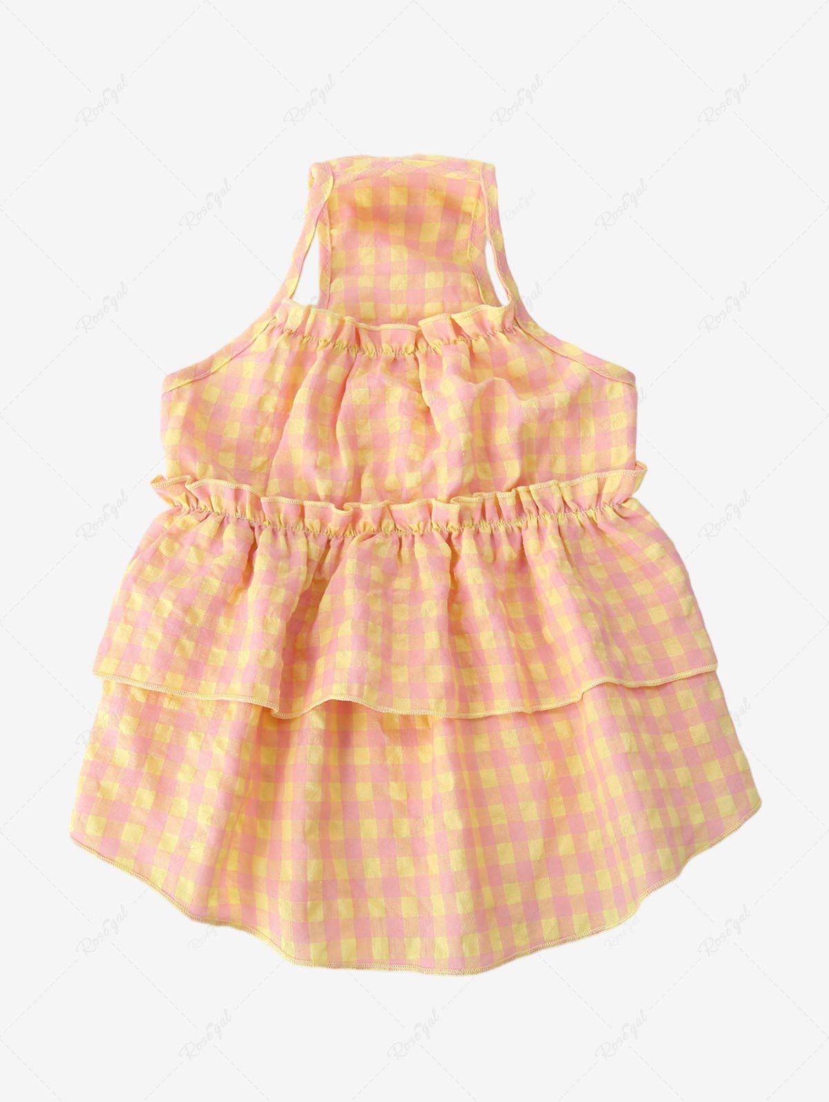 Pet's Plaid Printed Ruffles Tank Dress