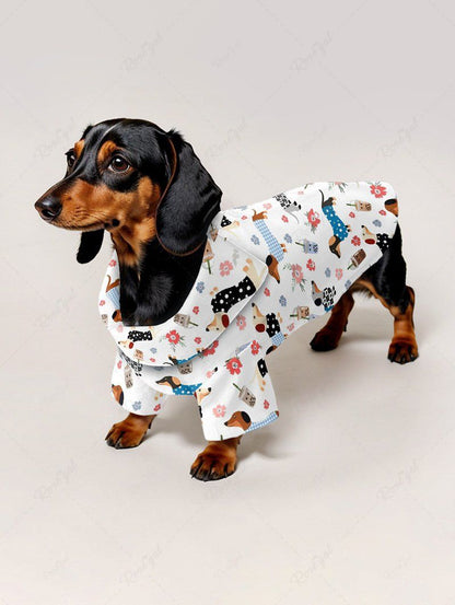 Pet's Plaid Spotted Dog Juice Floral Printed Button Shirt