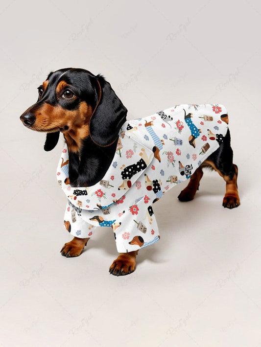 Pet's Plaid Spotted Dog Juice Floral Printed Button Shirt