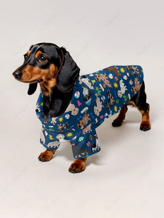 Pet's Coconut Tree Sun Juice Colorful Dog Printed Hawaii Button Shirt