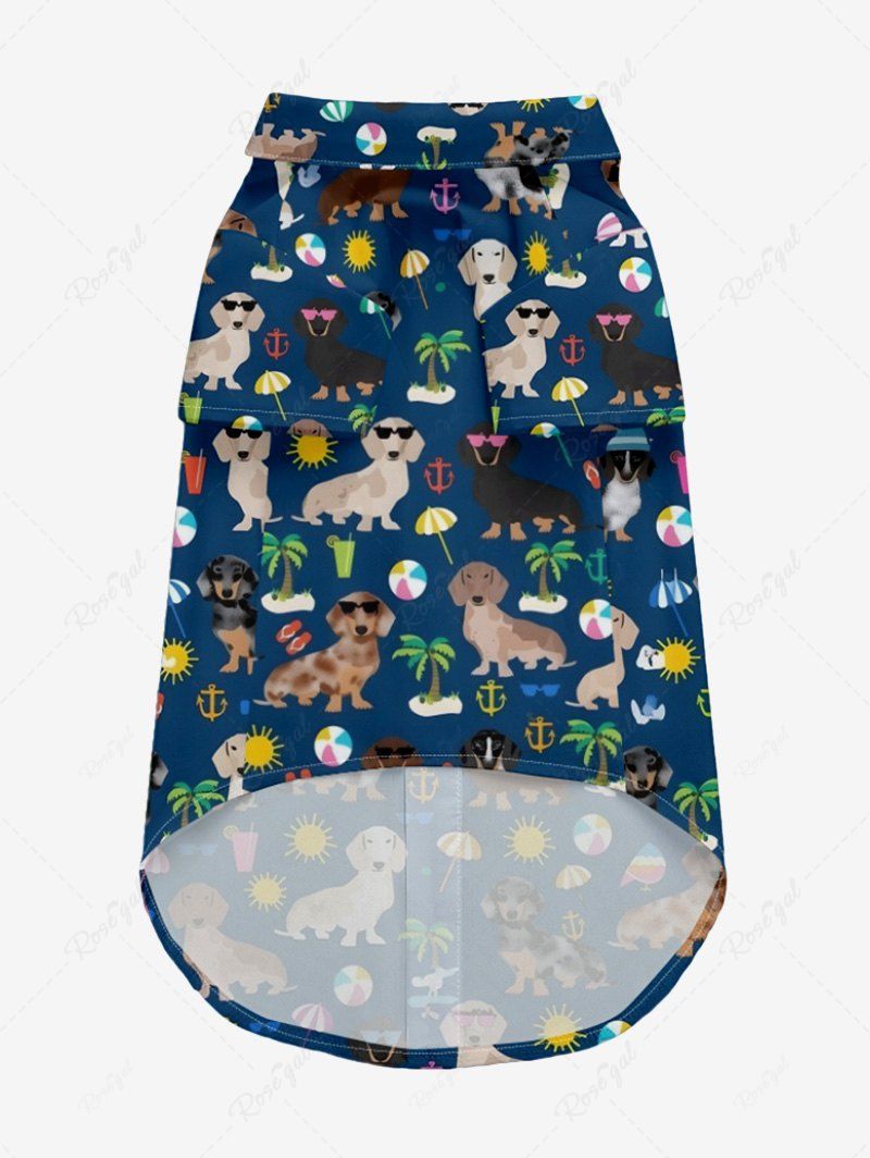 Pet's Coconut Tree Sun Juice Colorful Dog Printed Hawaii Button Shirt