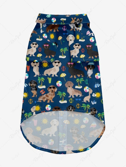 Pet's Coconut Tree Sun Juice Colorful Dog Printed Hawaii Button Shirt