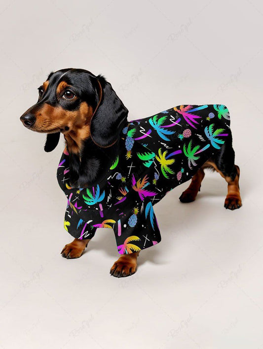 Pet's Colorful Coconut Tree Pineapple Printed Hawaii Shirt