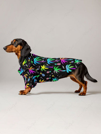 Pet's Colorful Coconut Tree Pineapple Printed Hawaii Shirt