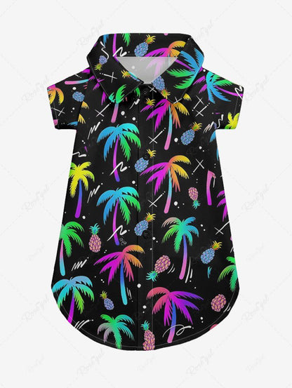 Pet's Colorful Coconut Tree Pineapple Printed Hawaii Shirt