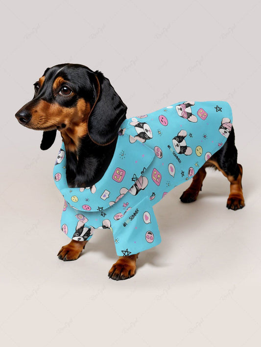 Pet's Smiley Face Cute Dog Star Music Symbol Printed Button Shirt