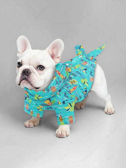 Pet's Coconut Tree Flowers Sea Waves Fish Bird Masks Printed Hawaii Shirt