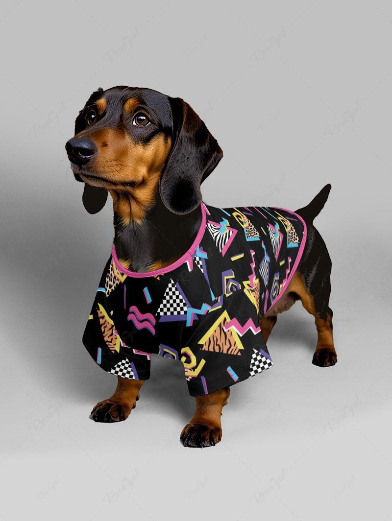 Pet's Triangle Leopard Plaid 80s Retro Printed T-shirt