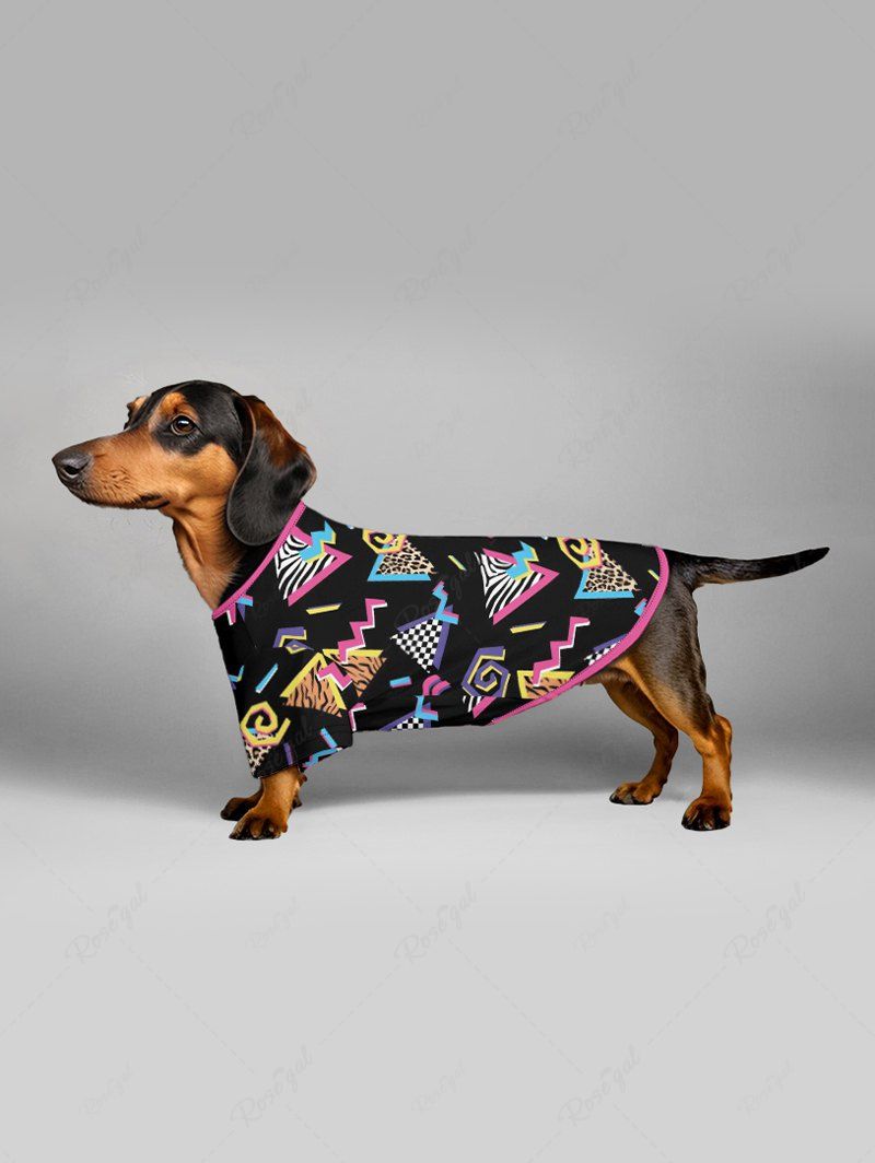Pet's Triangle Leopard Plaid 80s Retro Printed T-shirt