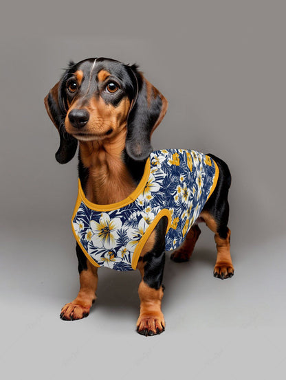Pet's Tropical Leaves Hibiscus Floral Printed Hawaii Tank Top