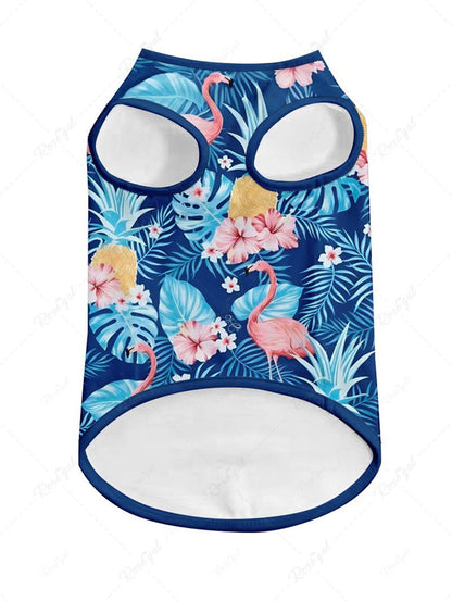 Pet's Tropical Leaf Flowers Pineapple Flamingo Printed Hawaii Tank Top