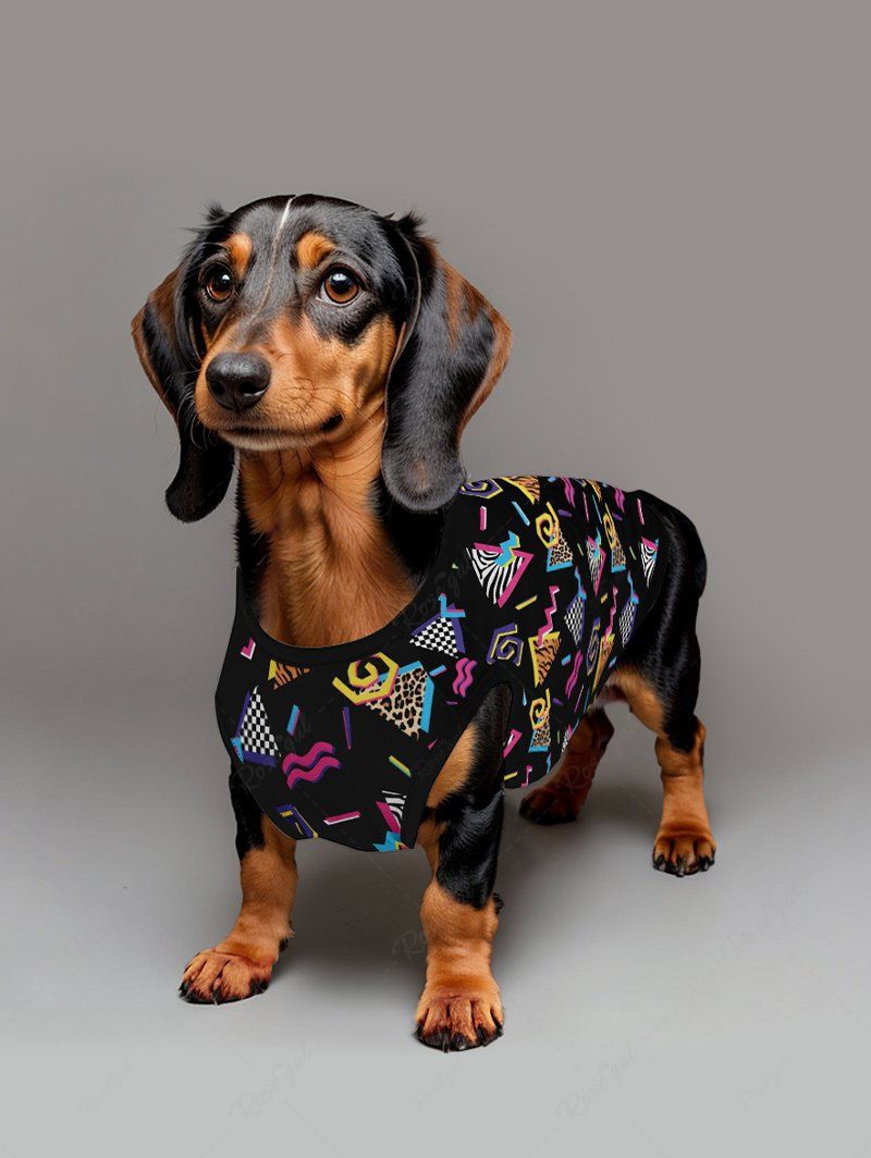 Pet's Triangle Leopard Plaid Printed Hawaii Tank Top