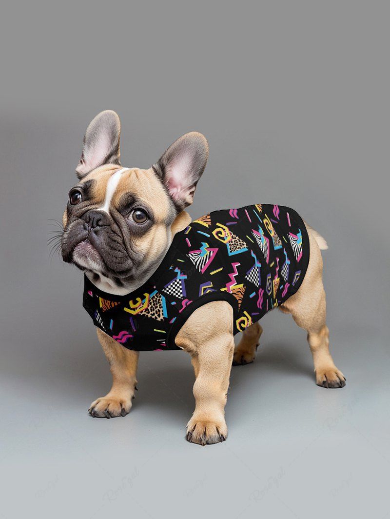 Pet's Triangle Leopard Plaid Printed Hawaii Tank Top