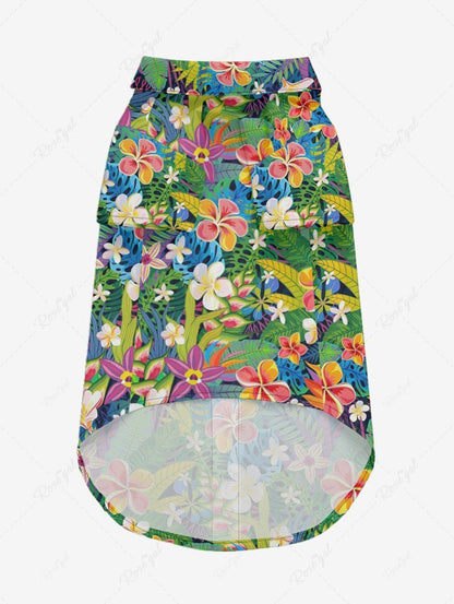 Tropical Leaf Hibiscus Flower Print Hawaii Shirt Dog And Owner Matching Outfits