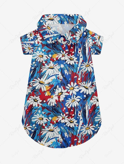 Pet's Oil Painting Daisy Flowers Printed Hawaii Shirt