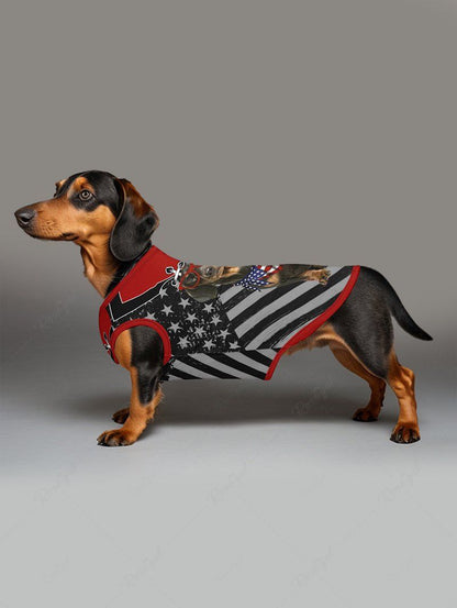 Patriotic American Flag Lace Up Printed Shirt Tank Top Dog And Owner Matching Outfits