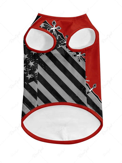 Patriotic American Flag Lace Up Printed Shirt Tank Top Dog And Owner Matching Outfits