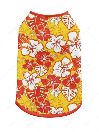 Tripical Leaf Hibiscus Flowers Print Hawaii Tank Top and Shirt Dog and Owner Matching Outfits