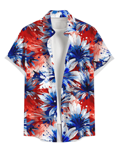Daisy Flower Patriotic American Flag Colors Oil Painting Print Tank Top and Shirt Dog and Owner Matching Outfits