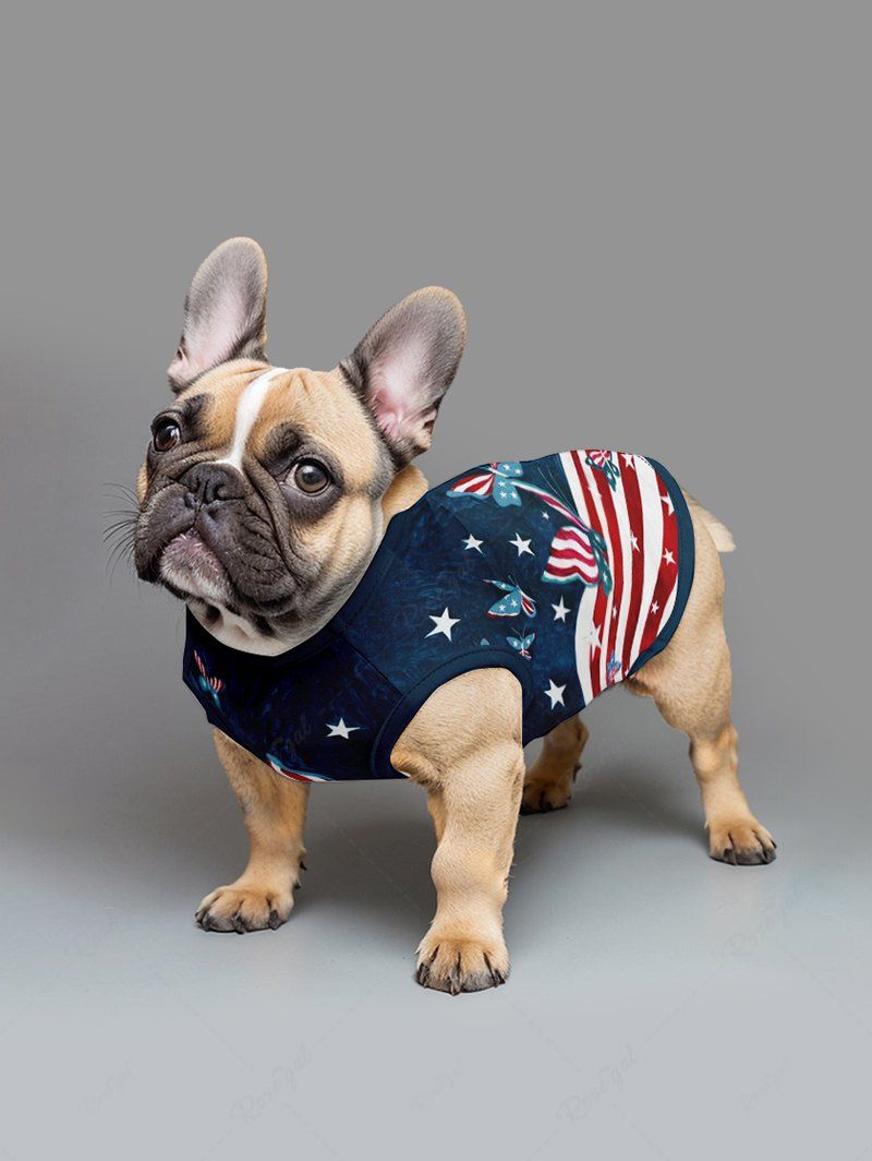 Pet's Patriotic American Flag Butterfly Printed Tank Top