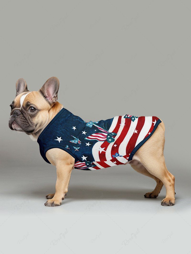 Pet's Patriotic American Flag Butterfly Printed Tank Top