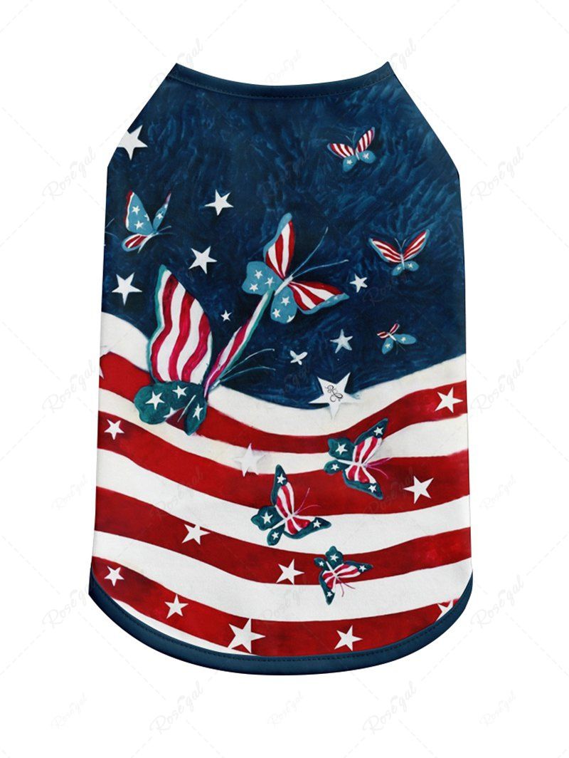 Pet's Patriotic American Flag Butterfly Printed Tank Top