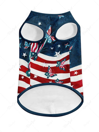 Pet's Patriotic American Flag Butterfly Printed Tank Top