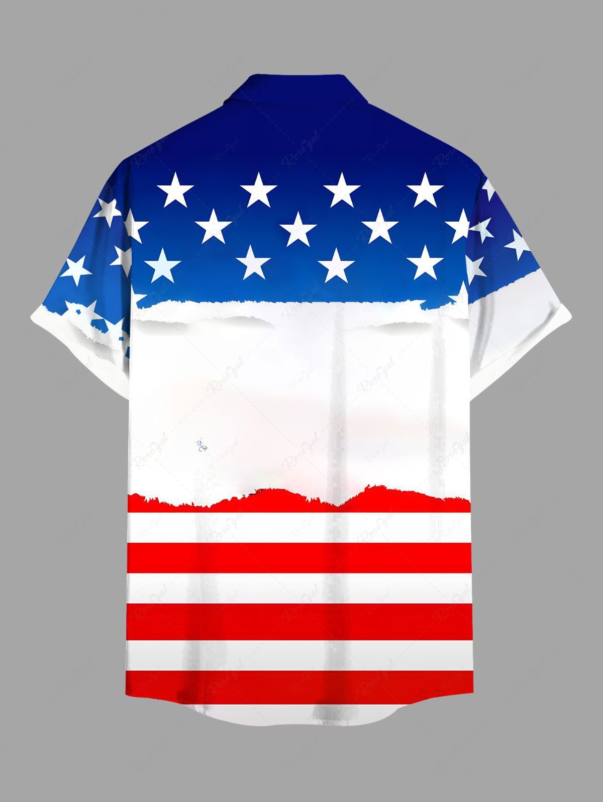 Plus Size Patriotic American Flag Dog Printed Button Pocket Shirt For Men