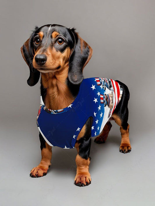 Pet's Patriotic American Flag Dog Printed Tank Top