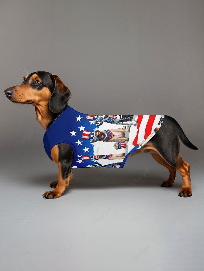 Pet's Patriotic American Flag Dog Printed Tank Top