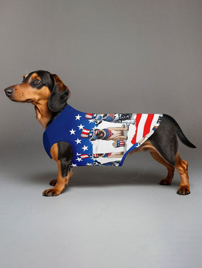 Patriotic American Flag Puppy Print Shirt Tank Top Dog And Owner Matching Outfits