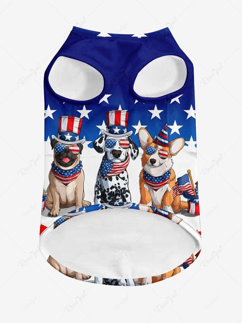 Pet's Patriotic American Flag Dog Printed Tank Top