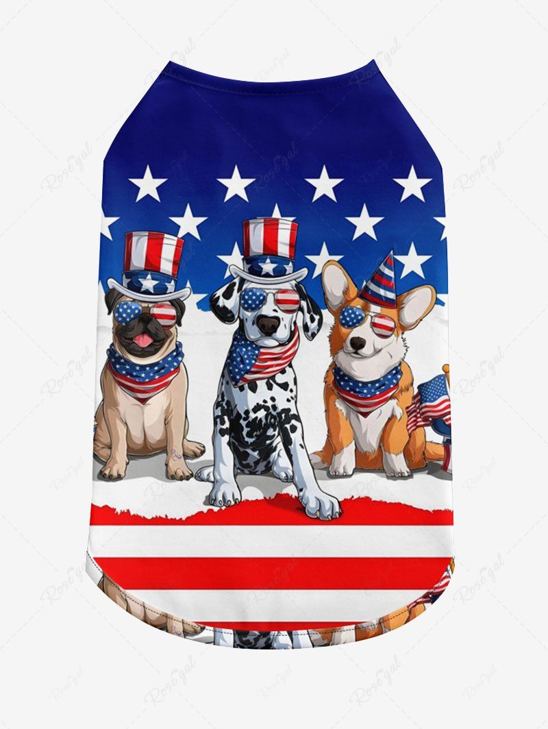 Pet's Patriotic American Flag Dog Printed Tank Top