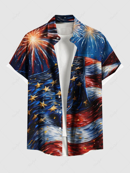Patriotic American Flag Fireworks Oil Painting Print Tank Top and Shirts Dog and Owner Matching Outfits