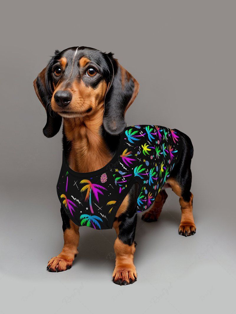 Pet's Colorful Coconut Tree Pineapple Printed Hawaii Tank Top