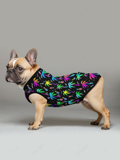 Colorful Coconut Tree Pineapple Print Hawaii Tank Top and Shirt Dog and Owner Matching Outfits