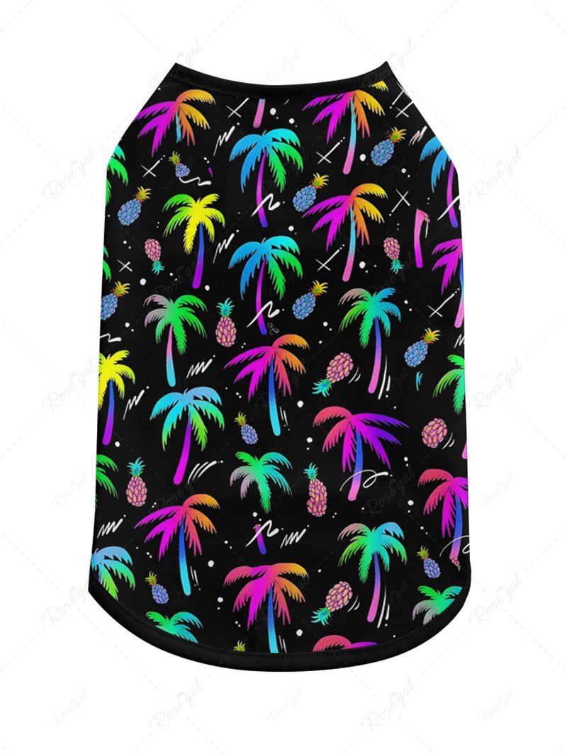 Pet's Colorful Coconut Tree Pineapple Printed Hawaii Tank Top