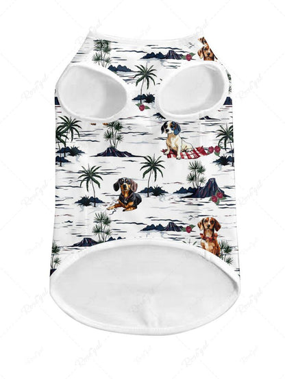 Pet's Coconut Tree Dogs Printed Hawaii Tank Top