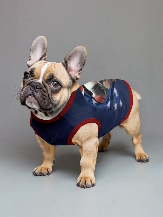 Pet's Patriotic American Flag Dog Printed Tank Top