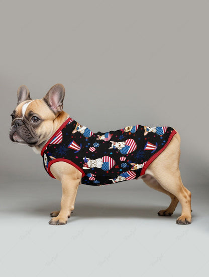 Pet's Patriotic American Flag Heart Dog Printed Tank Top