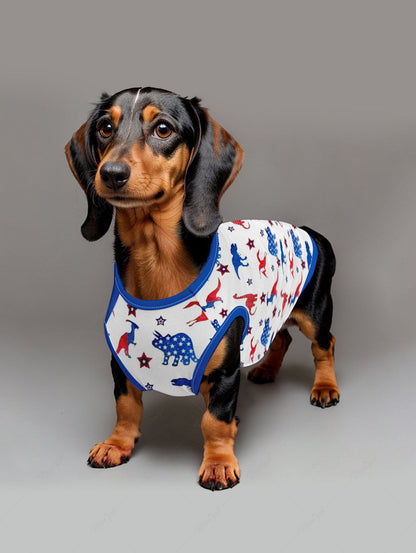 Pet's Patriotic American Flag Dinosaur Star Printed Tank Top