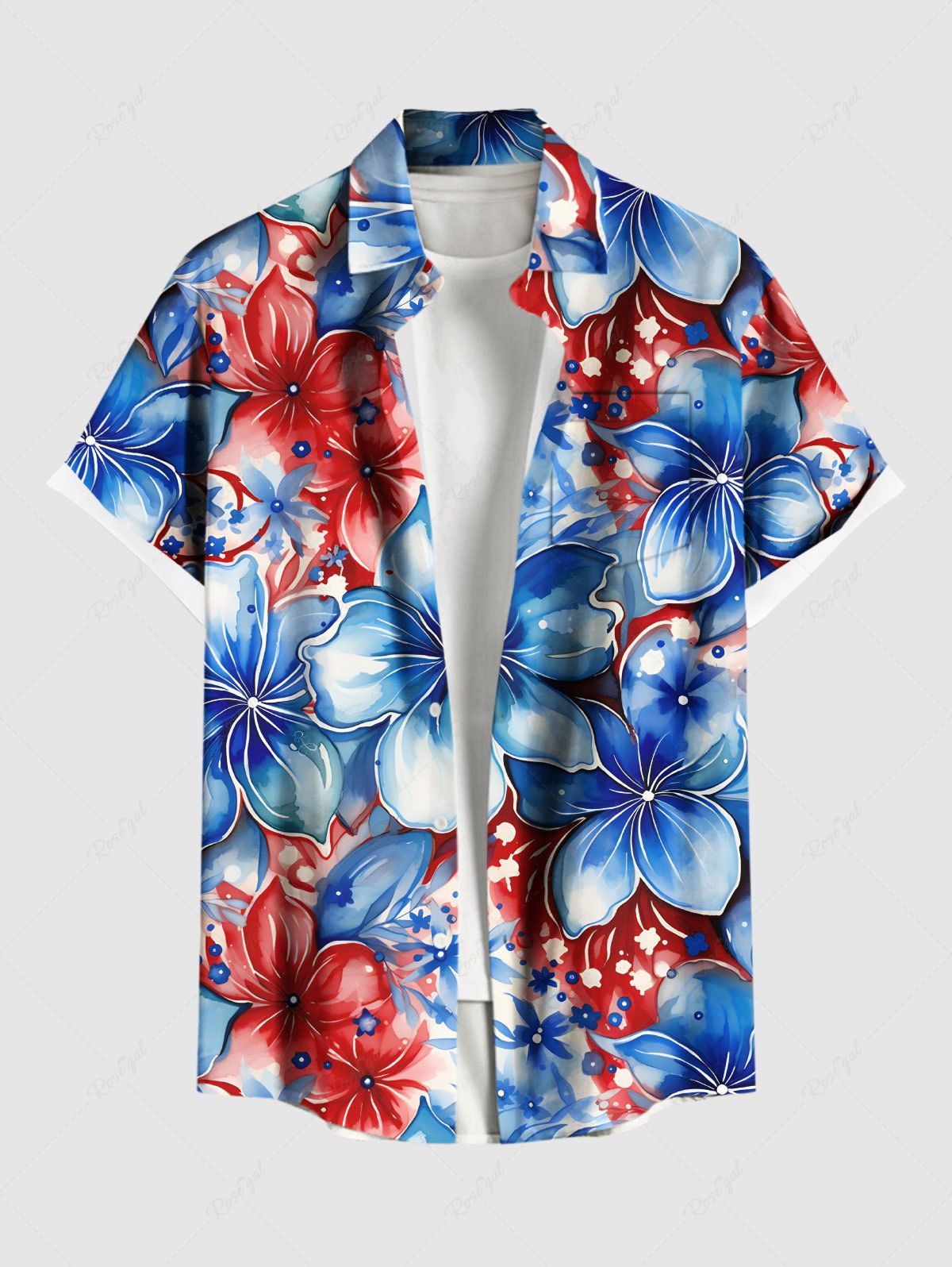 Patriotic American Flag Floral Printed Hawaii Shirt Tank Top Dog And Owner Matching Outfits