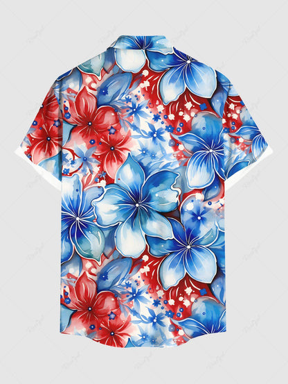 Patriotic American Flag Floral Printed Hawaii Shirt Tank Top Dog And Owner Matching Outfits