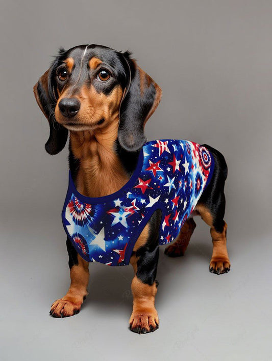 Pet's Tie Dye Spiral Galaxy Patriotic American Flag Printed Tank Top