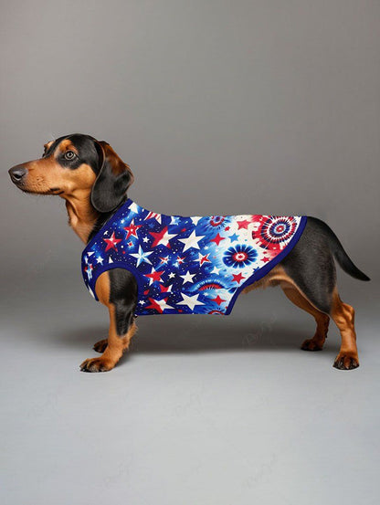 Tie Dye Spiral Galaxy Patriotic American Flag Printed Shirt Tank Top Dog And Owner Matching Outfits