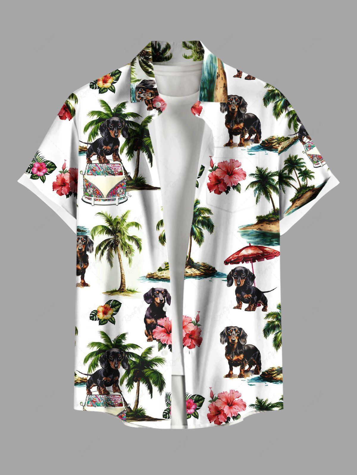 Coconut Tree Tropical Leaves Floral Print Hawaii Shirt Dog And Owner Matching Outfits