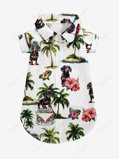 Coconut Tree Tropical Leaves Floral Print Hawaii Shirt Dog And Owner Matching Outfits
